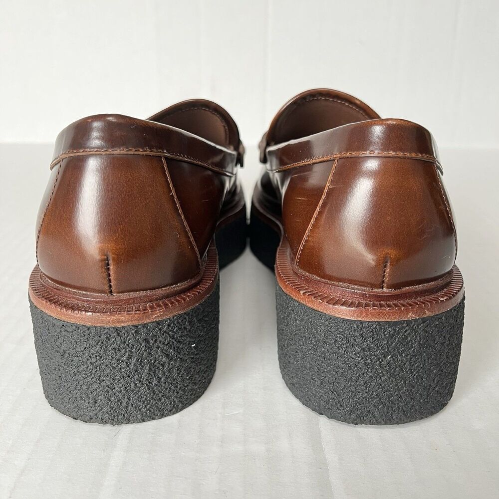 Loeffler Randall Rikki Platform Penny Loafers Wedge Lugged Sole Oxfords Size 7 - Picture 7 of 16